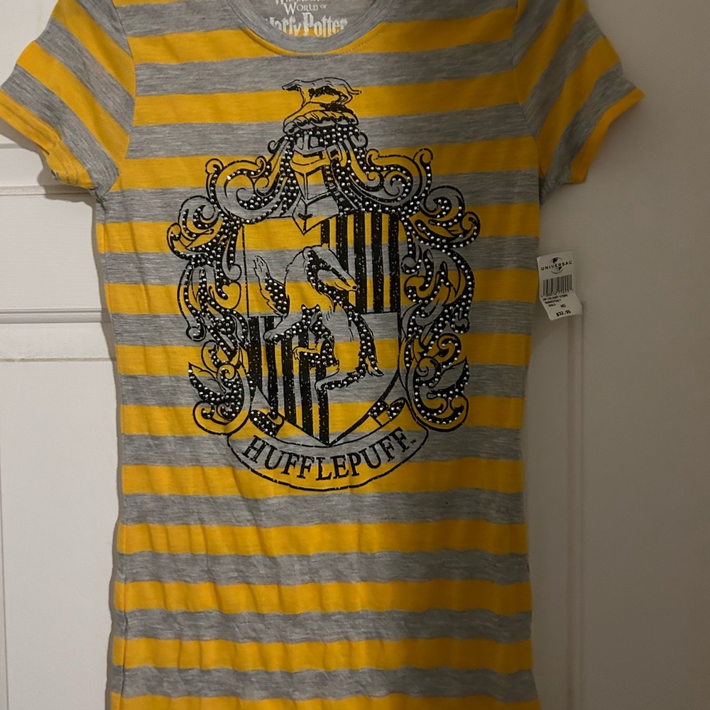 Harry Potter Hufflepuff Striped T-Shirt Womens shirt M medium